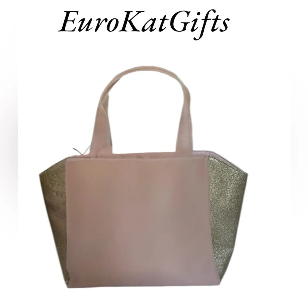 Jimmy Choo Parfums Pink Sparkle Gold Tote Bag Trending Luxe Aprox 18”x12”x4 1/2”
